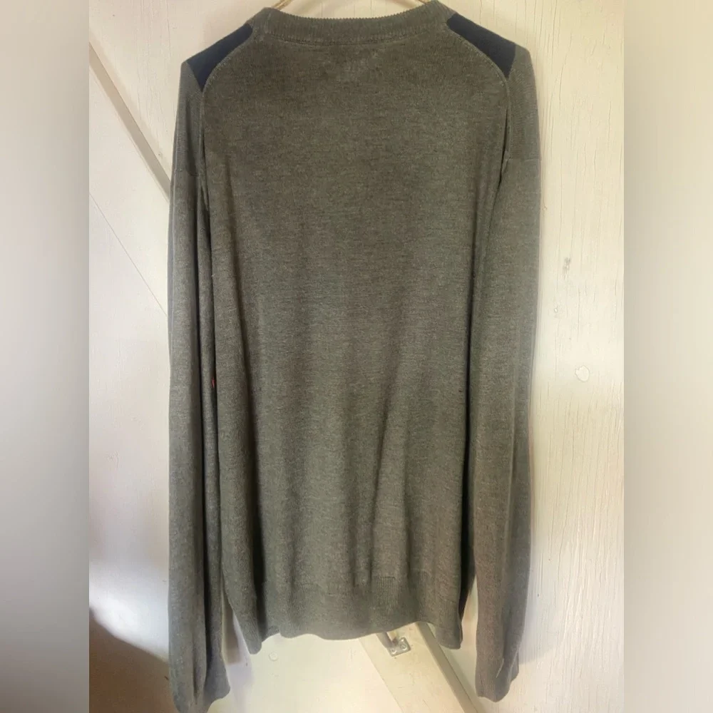 Tricots st Raphael grey cotton men’s sweater xl extra soft long sleeve argyle - Picture 4 of 5